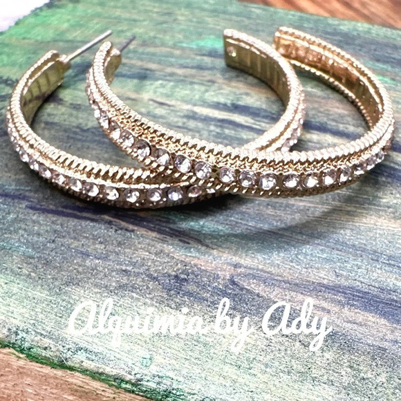 Alquimia Jewelry - Gold diamond pave style lux big hoops earrings